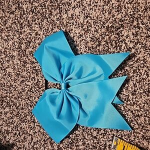 Set of 16 blue hair bows with ponytail holders on them. All new all the same.